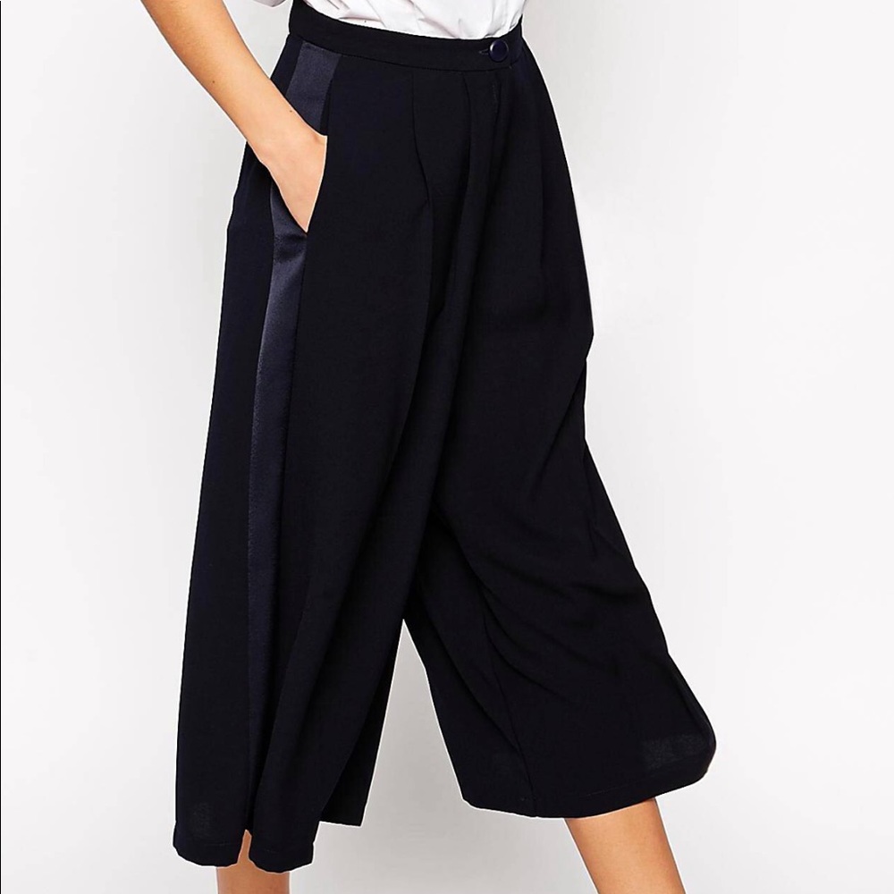 ASOS | Navy Culottes w Tuxedo Detail